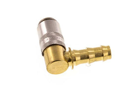 Brass DN 6 Mold Coupling Socket 9.5 mm Hose Pillar Unlocking Protection 90-deg