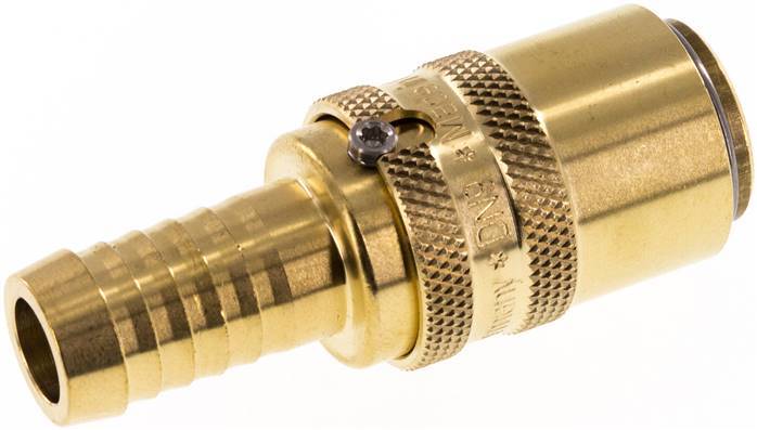 Brass DN 9 Mold Coupling Socket 13 mm Hose Pillar Unlocking Protection Double Shut-Off
