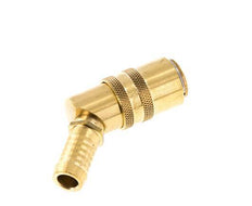 Brass DN 9 Mold Coupling Socket 13 mm Hose Pillar Double Shut-Off 45-deg
