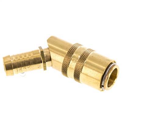 Brass DN 9 Mold Coupling Socket 13 mm Hose Pillar Double Shut-Off 45-deg