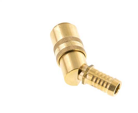 Brass DN 9 Mold Coupling Socket 13 mm Hose Pillar Double Shut-Off 45-deg