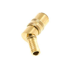 Brass DN 9 Mold Coupling Socket 13 mm Hose Pillar Double Shut-Off 45-deg
