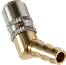 Brass DN 9 Mold Coupling Socket 12.7 mm Hose Pillar Unlocking Protection Double Shut-Off 45-deg