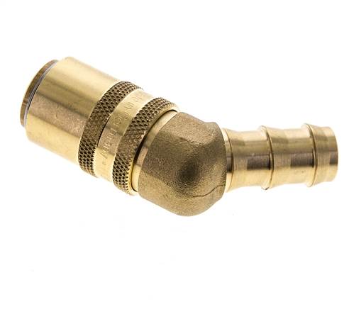 Brass DN 9 Mold Coupling Socket 12.7 mm Hose Pillar Double Shut-Off 45-deg