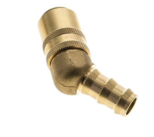 Brass DN 9 Mold Coupling Socket 12.7 mm Hose Pillar Double Shut-Off 45-deg