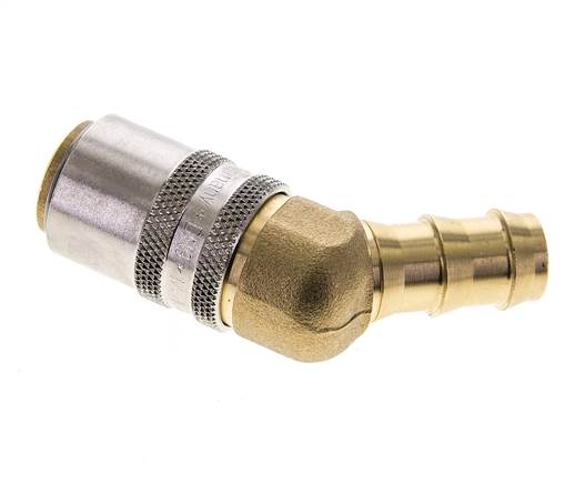 Brass DN 9 Mold Coupling Socket 12.7 mm Hose Pillar 45-deg