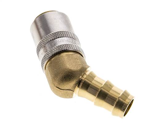 Brass DN 9 Mold Coupling Socket 12.7 mm Hose Pillar 45-deg