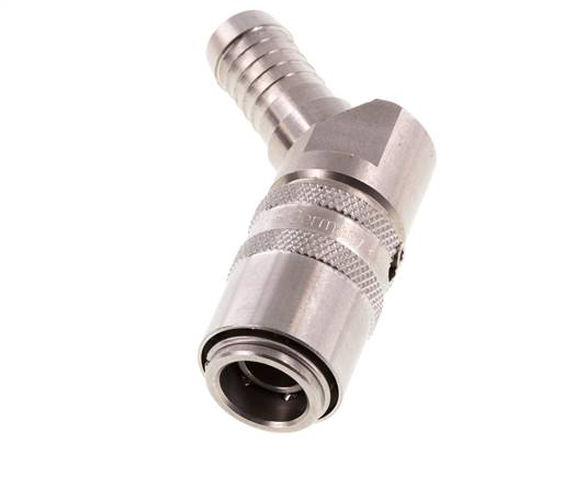 Stainless Steel DN 9 Mold Coupling Socket 13 mm Hose Pillar 45-deg