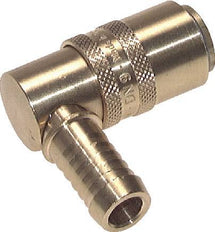 Brass DN 9 Mold Coupling Socket 13 mm Hose Pillar Unlocking Protection Double Shut-Off 90-deg