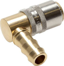 Brass DN 9 Mold Coupling Socket 12.7 mm Hose Pillar Unlocking Protection Double Shut-Off 90-deg
