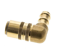 Brass DN 9 Mold Coupling Socket 12.7 mm Hose Pillar Double Shut-Off 90-deg