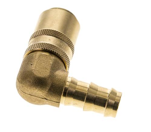 Brass DN 9 Mold Coupling Socket 12.7 mm Hose Pillar Double Shut-Off 90-deg