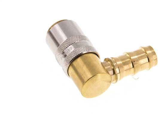 Brass DN 9 Mold Coupling Socket 12.7 mm Hose Pillar 90-deg