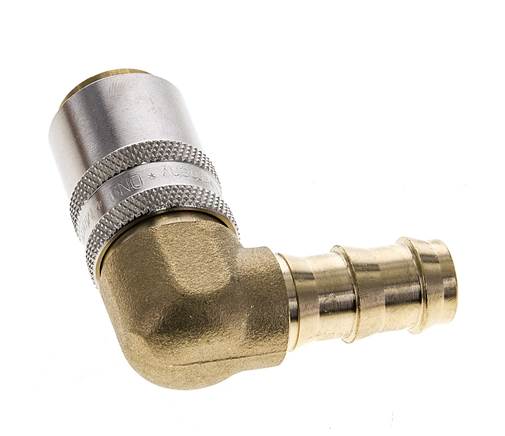 Brass DN 9 Mold Coupling Socket 12.7 mm Hose Pillar 90-deg