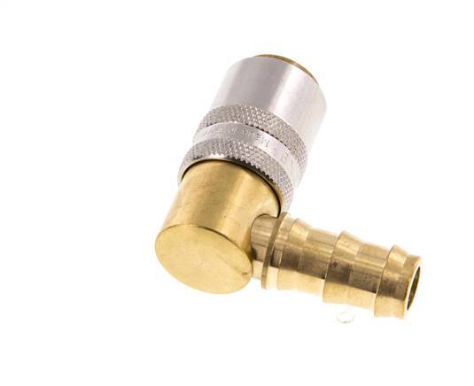Brass DN 9 Mold Coupling Socket 12.7 mm Hose Pillar 90-deg