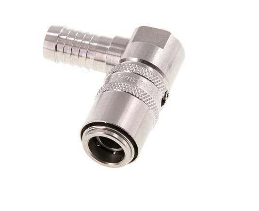 Stainless Steel DN 9 Mold Coupling Socket 13 mm Hose Pillar 90-deg