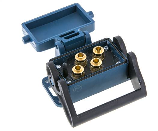 Brass Multi-coupling Socket 4x8 mm Push-in Connections Unlocking Protection Double Shut-Off