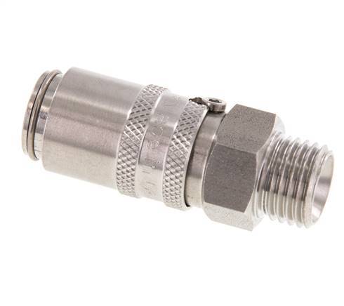 Stainless Steel DN 6 Mold Coupling Socket M14x1.5 Male Threads Double Shut-Off