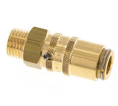 Brass DN 6 Mold Coupling Socket M14x1.5 Male Threads Unlocking Protection Double Shut-Off