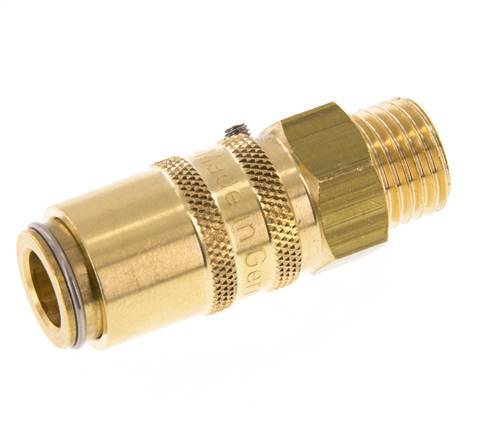 Brass DN 6 Mold Coupling Socket M14x1.5 Male Threads Unlocking Protection Double Shut-Off