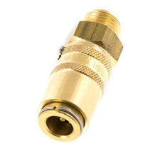 Brass DN 6 Mold Coupling Socket G 1/4 inch Male Threads Unlocking Protection Double Shut-Off