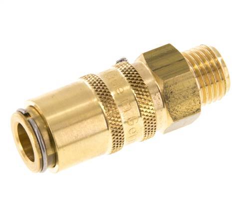 Brass DN 6 Mold Coupling Socket G 1/4 inch Male Threads Unlocking Protection Double Shut-Off