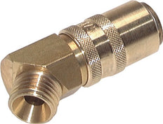 Brass DN 6 Mold Coupling Socket G 1/4 inch Male Threads Double Shut-Off 45-deg