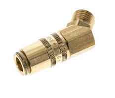 Brass DN 6 Mold Coupling Socket M14x1.5 Male Threads Double Shut-Off 45-deg