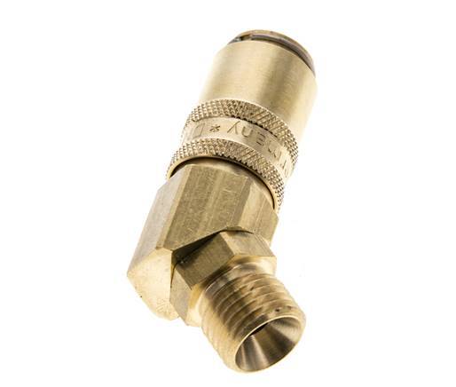 Brass DN 6 Mold Coupling Socket M14x1.5 Male Threads Double Shut-Off 45-deg