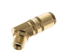 Brass DN 6 Mold Coupling Socket G 1/4 inch Male Threads Double Shut-Off 45-deg