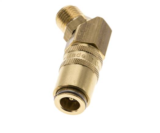 Brass DN 6 Mold Coupling Socket G 1/4 inch Male Threads Double Shut-Off 45-deg