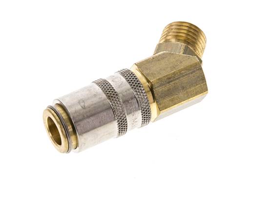 Brass DN 6 Mold Coupling Socket M14x1.5 Male Threads 45-deg