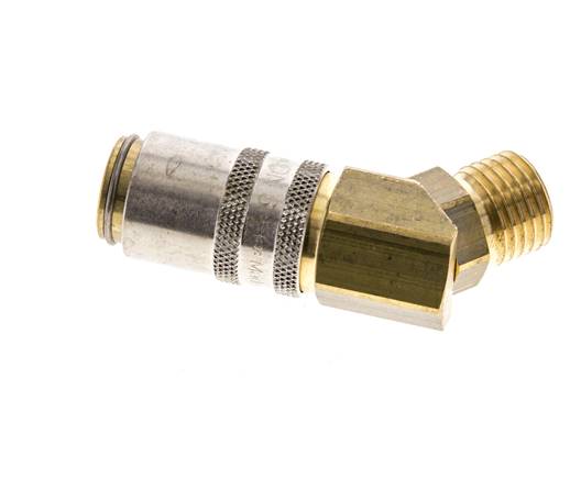 Brass DN 6 Mold Coupling Socket M14x1.5 Male Threads 45-deg