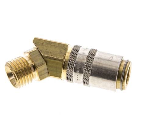 Brass DN 6 Mold Coupling Socket M14x1.5 Male Threads 45-deg