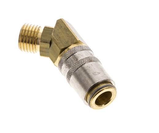 Brass DN 6 Mold Coupling Socket M14x1.5 Male Threads 45-deg