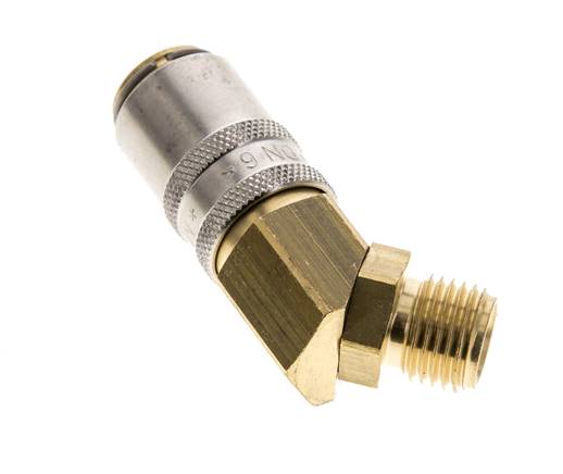 Brass DN 6 Mold Coupling Socket G 1/4 inch Male Threads 45-deg