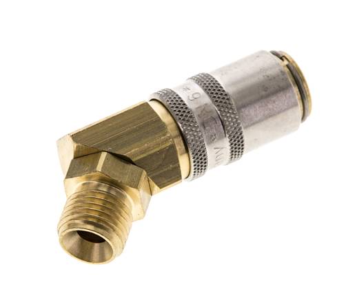 Brass DN 6 Mold Coupling Socket G 1/4 inch Male Threads 45-deg