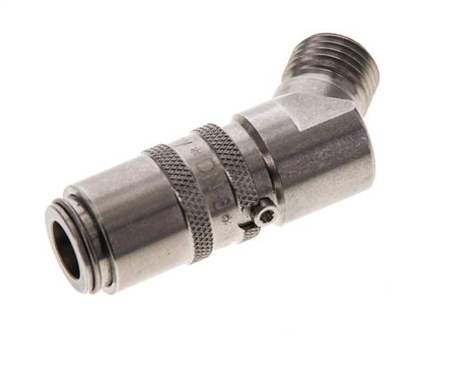 Stainless Steel DN 6 Mold Coupling Socket M14x1.5 Male Threads Double Shut-Off 45-deg