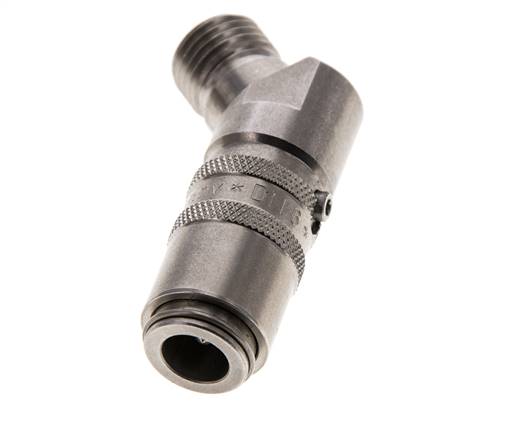 Stainless Steel DN 6 Mold Coupling Socket M14x1.5 Male Threads Double Shut-Off 45-deg