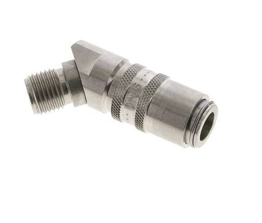 Stainless Steel DN 6 Mold Coupling Socket G 1/4 inch Male Threads Double Shut-Off 45-deg