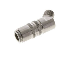 Stainless Steel DN 6 Mold Coupling Socket G 1/4 inch Male Threads Double Shut-Off 45-deg