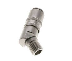 Stainless Steel DN 6 Mold Coupling Socket G 1/4 inch Male Threads Double Shut-Off 45-deg