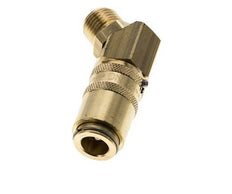 Brass DN 6 Mold Coupling Socket G 1/4 inch Male Threads Unlocking Protection Double Shut-Off 45-deg