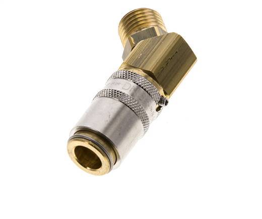 Brass DN 6 Mold Coupling Socket M14x1.5 Male Threads Unlocking Protection 45-deg