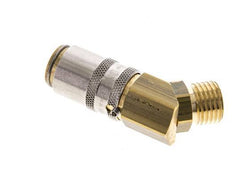 Brass DN 6 Mold Coupling Socket M14x1.5 Male Threads Unlocking Protection 45-deg