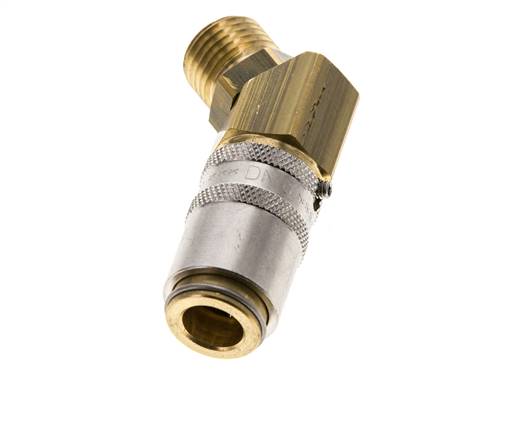 Brass DN 6 Mold Coupling Socket M14x1.5 Male Threads Unlocking Protection 45-deg