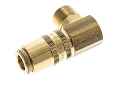 Brass DN 6 Mold Coupling Socket M14x1.5 Male Threads Double Shut-Off 90-deg