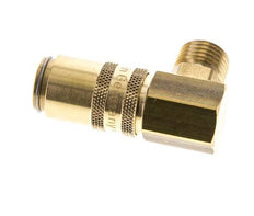Brass DN 6 Mold Coupling Socket M14x1.5 Male Threads Double Shut-Off 90-deg