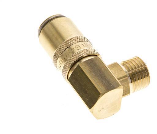 Brass DN 6 Mold Coupling Socket M14x1.5 Male Threads Double Shut-Off 90-deg