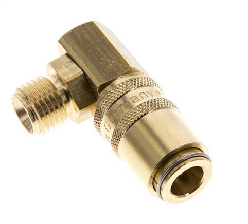 Brass DN 6 Mold Coupling Socket G 1/4 inch Male Threads Double Shut-Off 90-deg